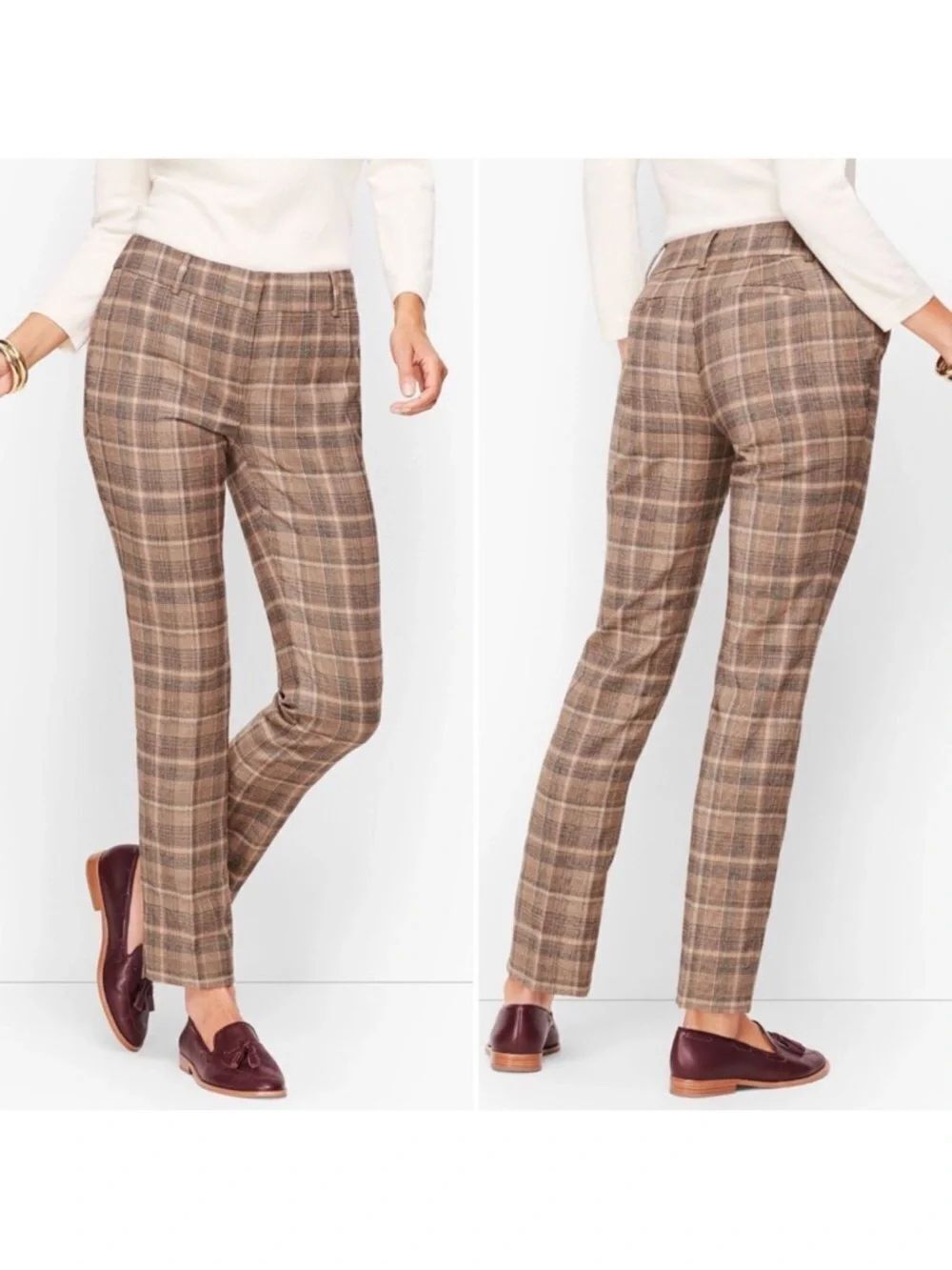 TALBOTS Hampshire Luxe Flannel Plaid Academia Ankle Pants 10P